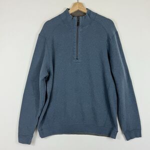 Tommy Bahama Mens Small Blue Grey Reversible Half Zip Casual Tight Knit Sweater‎